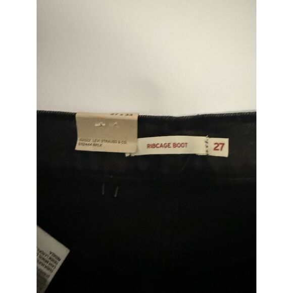 Levis Ribcage Bootcut Jeans Womens 27 Black High Rise 90s Button Fly Stretch - Picture 14 of 16